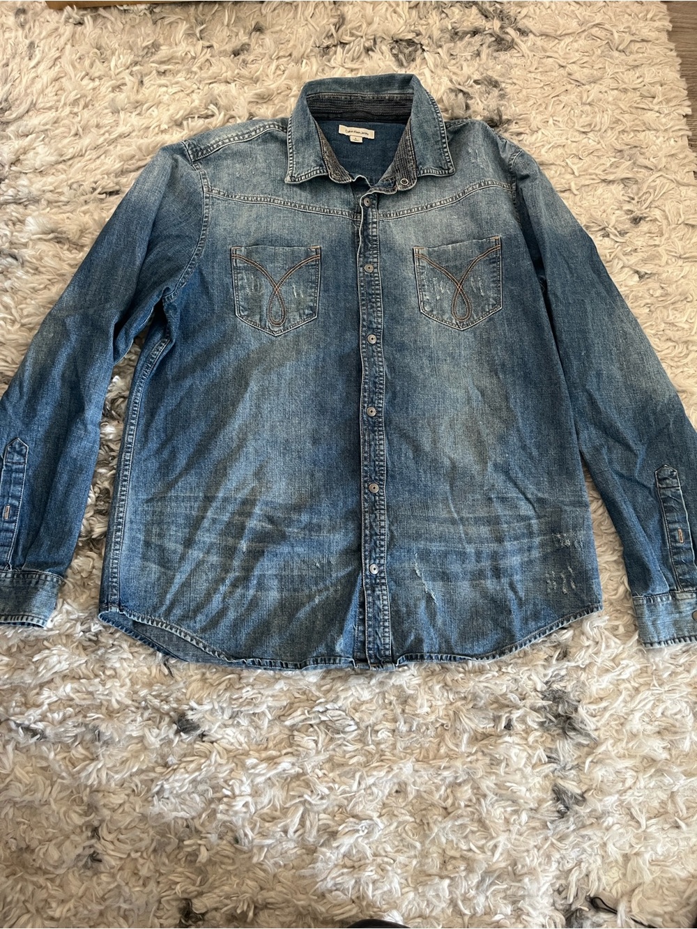 Calvin Klein Blue Denim Button-Down Shirt